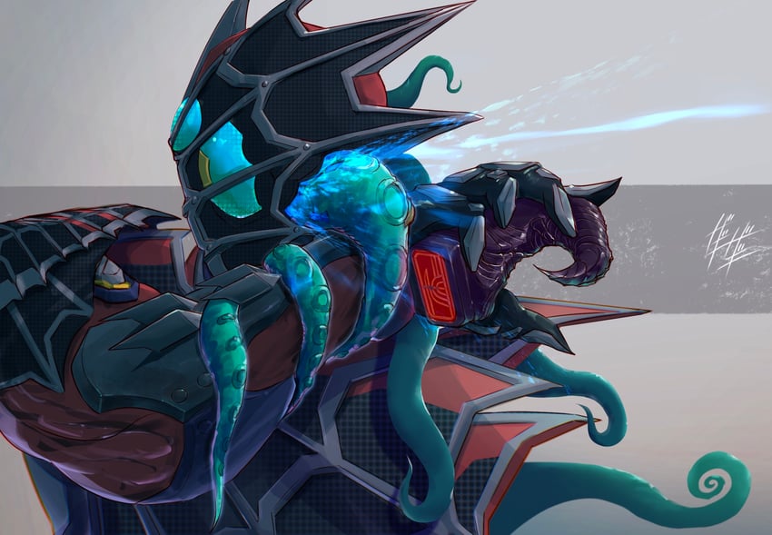kamen rider demons and olteca (kamen rider and 1 more) drawn by zagizagi