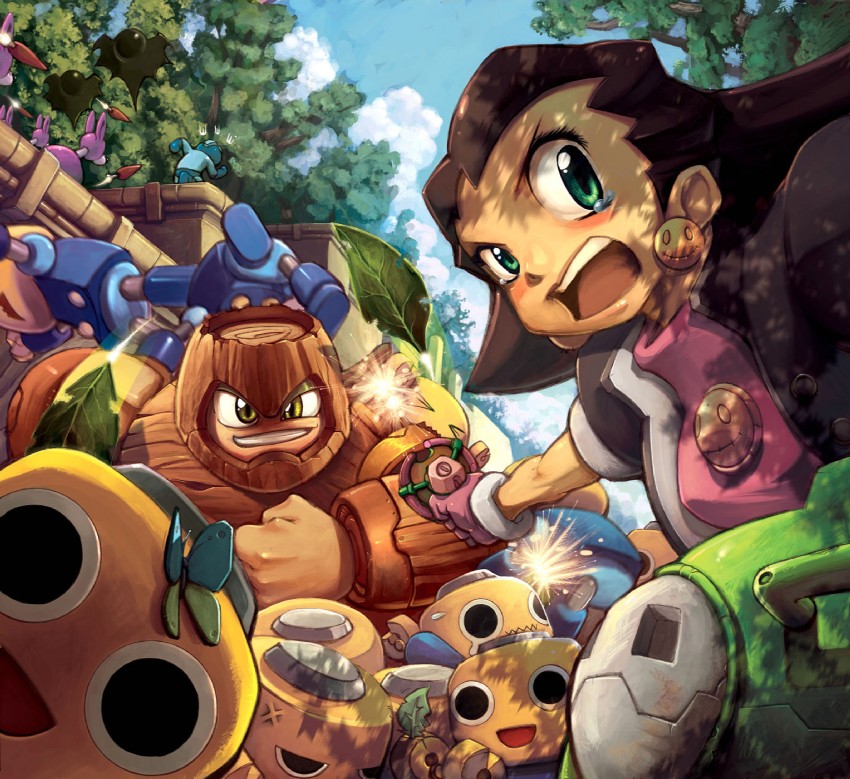 mega man, tron bonne, servbot, wood man, and gustaff (mega man and 2 more)