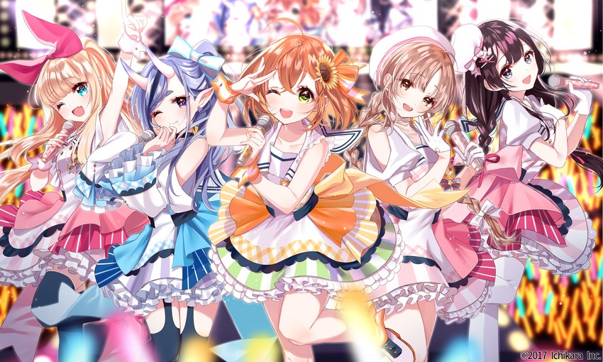 tsukino mito, sister claire, honma himawari, rindou mikoto, and mononobe alice (nijisanji) drawn by misumi_(macaroni)