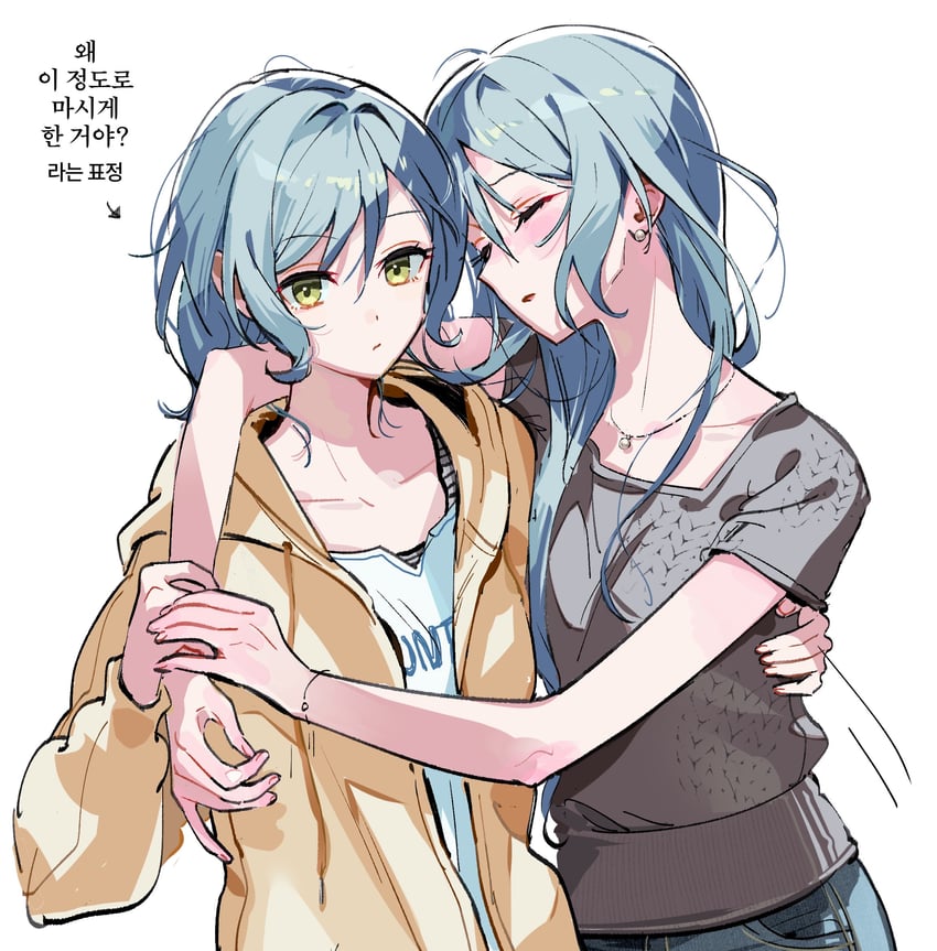 hikawa sayo and hikawa hina (bang dream!) drawn by zihacheol
