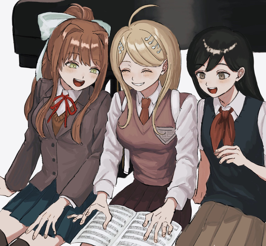 akamatsu kaede, monika, and mari (danganronpa and 3 more) drawn by renshu_usodayo