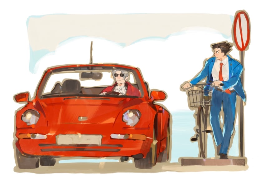 phoenix wright and miles edgeworth (ace attorney) drawn by senkan_(708thousands)