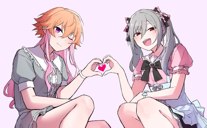 kanzaki ranko and ninomiya asuka (idolmaster and 1 more) drawn by pink_neko-chan