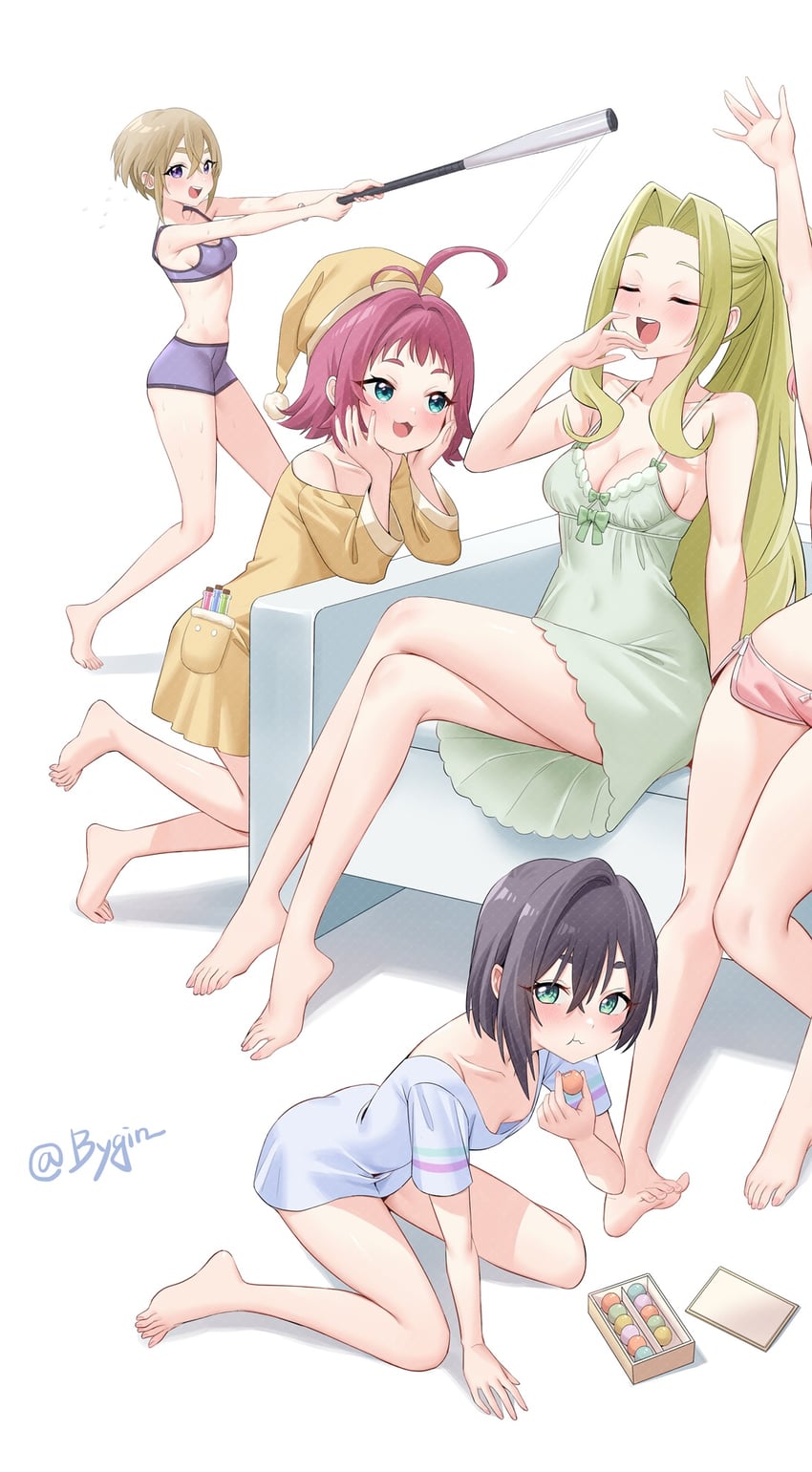 yakuzen kusuri, sutou iku, haraga kurumi, and utsukushisugi mimimi (kimi no koto ga dai dai dai dai daisuki na 100-nin no kanojo) drawn by bygin