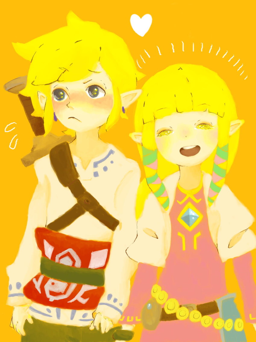 link and princess zelda (the legend of zelda and 1 more) drawn by gobone