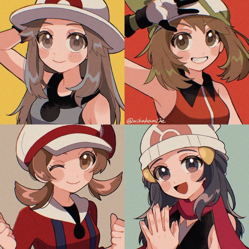 dawn, may, leaf, and lyra (pokemon and 5 more) drawn by mikakami1e