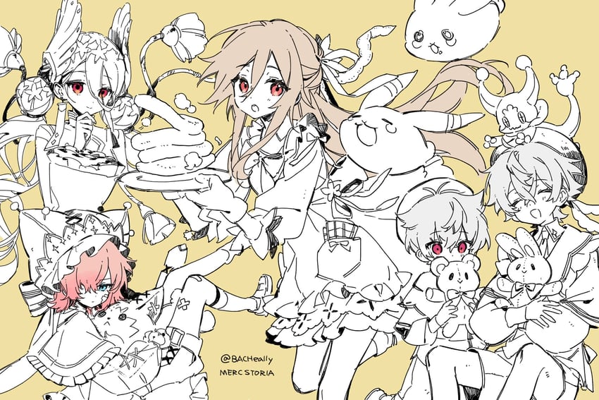 einlehrer, lehreni, tianlai, and siet (merc storia) drawn by bacheally
