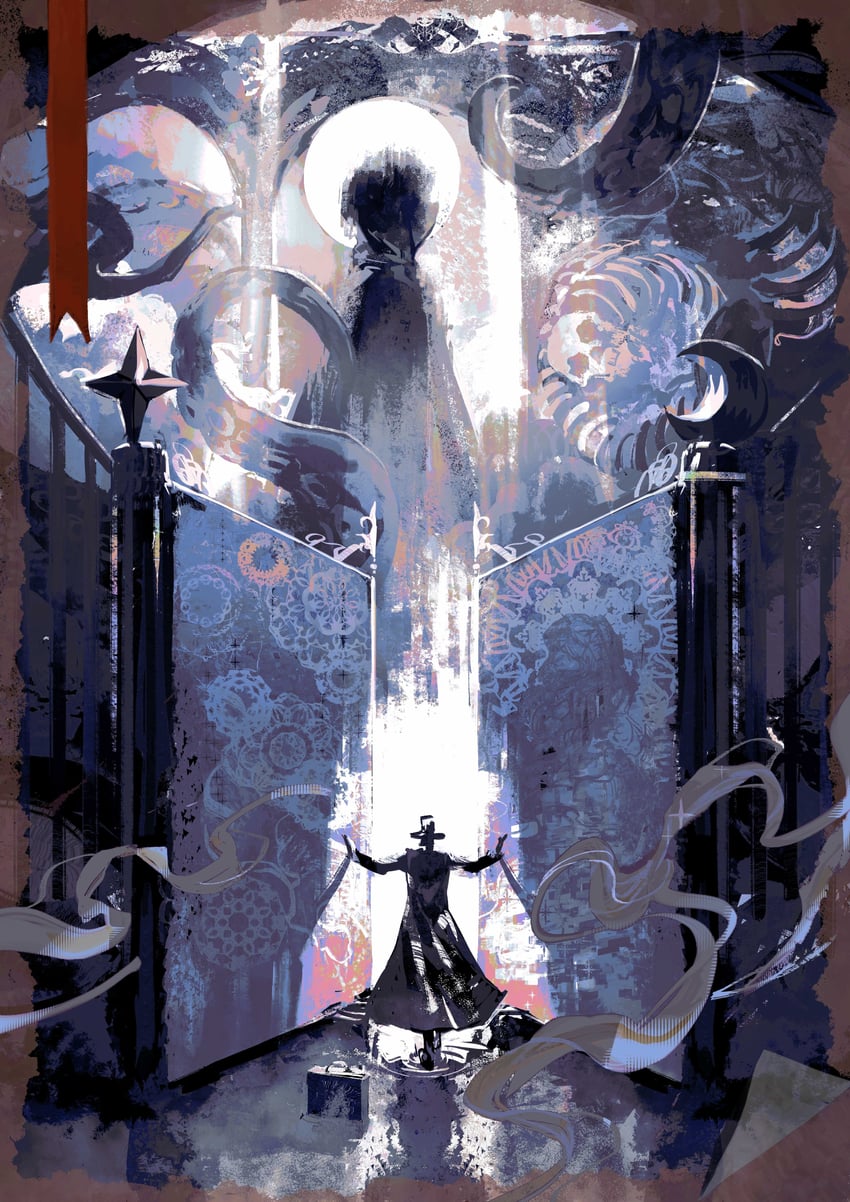 klein moretti and the celestial worthy of heaven and earth (lord of the mysteries) drawn by moyna
