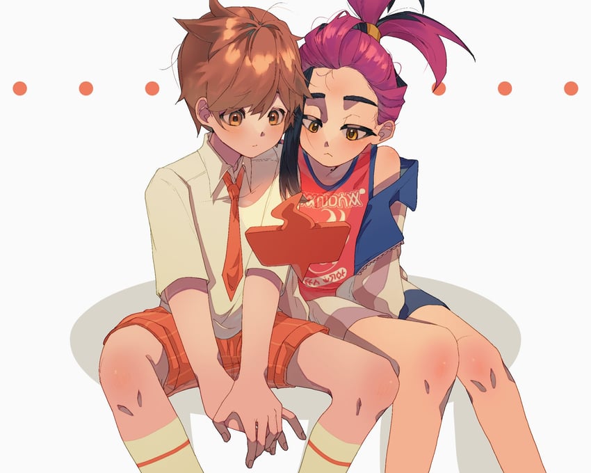 kieran, rotom, rotom phone, and florian (pokemon and 1 more) drawn by 7_4_noumiso