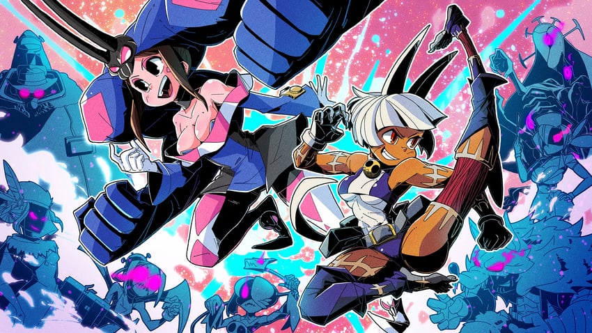 mirko, d.va, squigly, valentine, ms. fortune, and 7 more (skullgirls) drawn by neko_mata_g