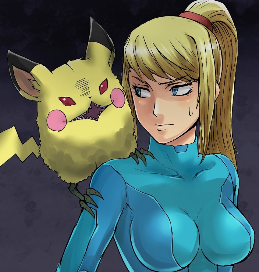 pikachu, samus aran, and little birdy (pokemon and 3 more) drawn by turizao