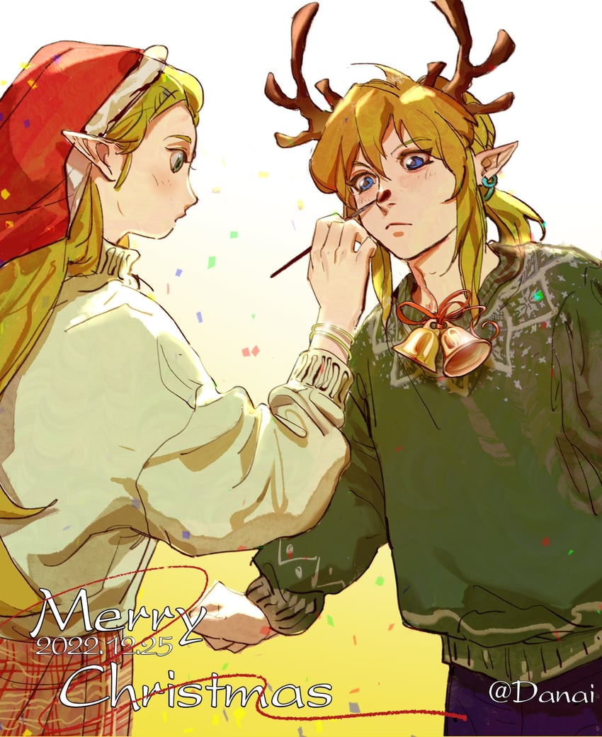 link and princess zelda (the legend of zelda and 1 more) drawn by danai_ym