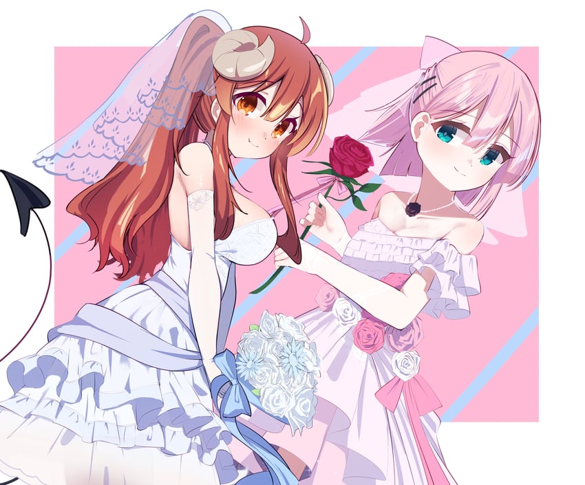 yoshida yuuko and chiyoda momo (machikado mazoku) drawn by shimeji_wyvern