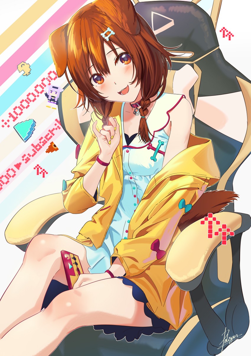nekomata okayu, inugami korone, and listener (hololive) drawn by poligon_(046)