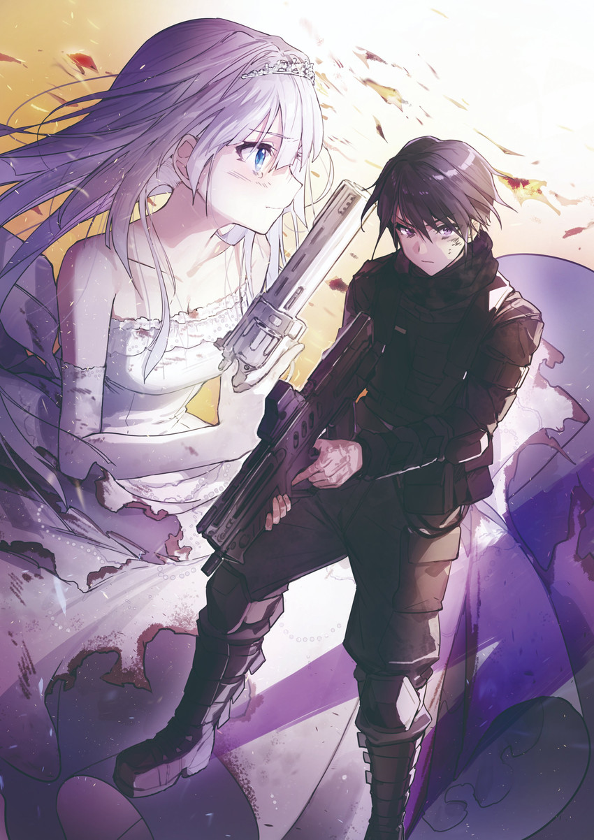 amamiya chitose and furuhashi yuuma (bullet code: firewall) drawn by wata_(attaka_towel)