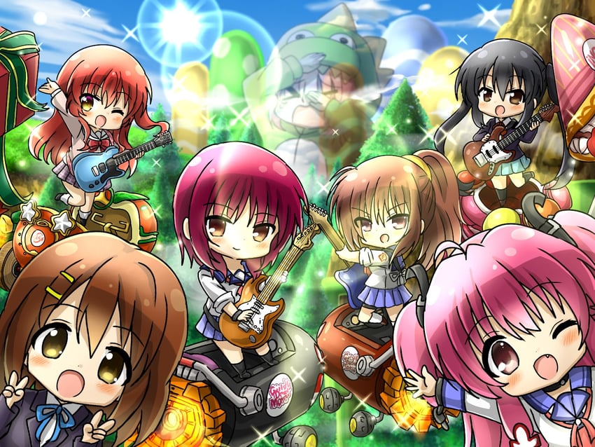 gotoh hitori, nakano azusa, hirasawa yui, kita ikuyo, yui, and 2 more (k-on! and 2 more) drawn by marihei64ds