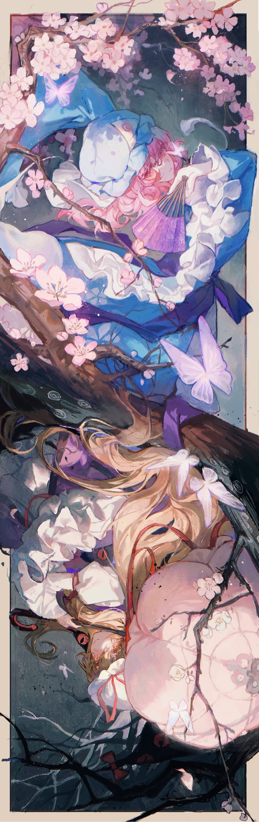 yakumo yukari and saigyouji yuyuko (touhou) drawn by maccha_(mochancc)