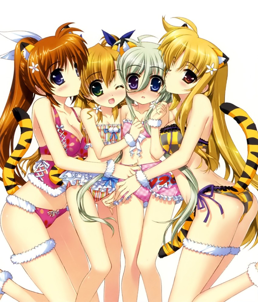 fate testarossa, takamachi nanoha, vivio, and einhard stratos (lyrical nanoha and 1 more) drawn by fujima_takuya