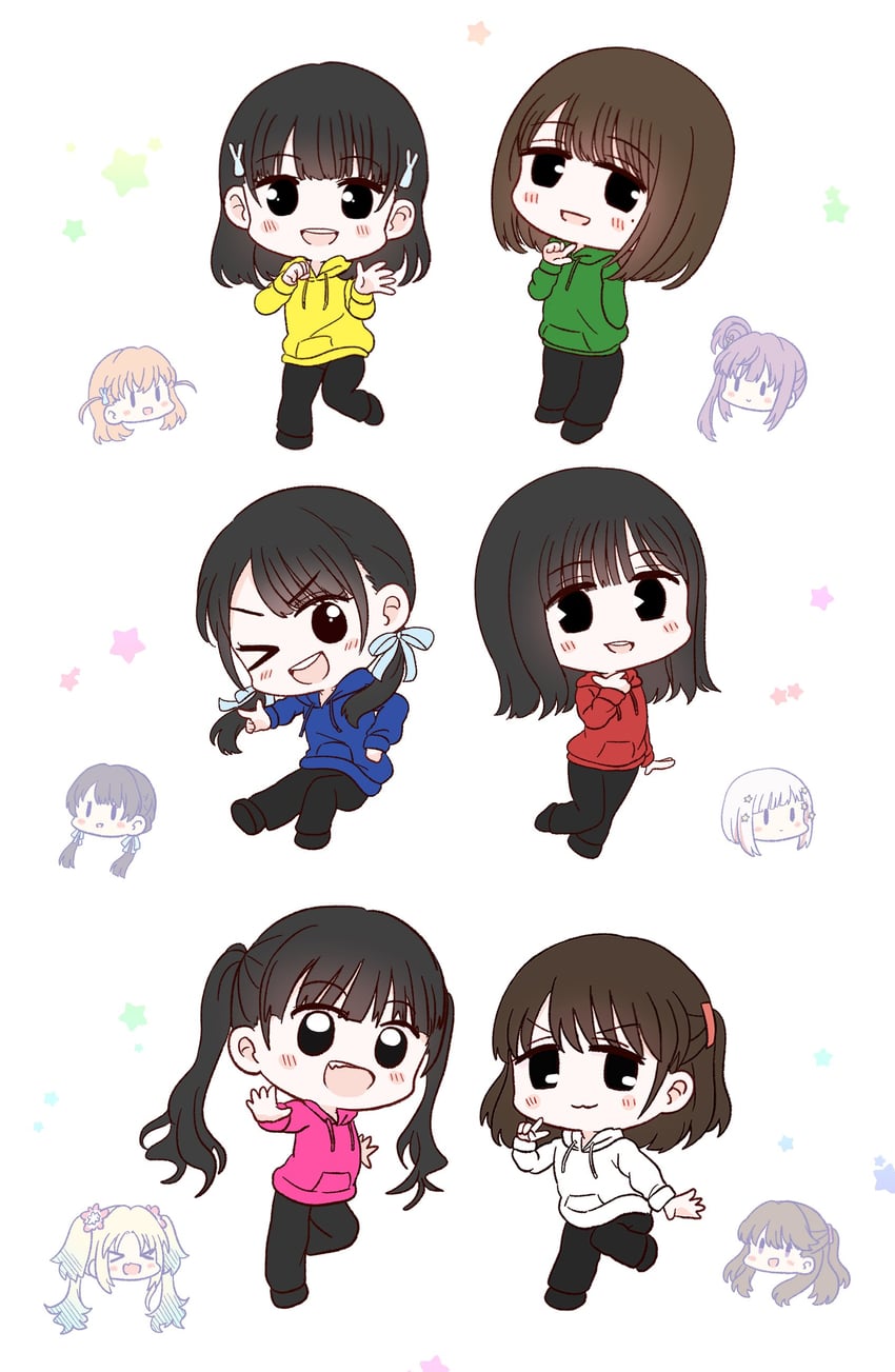 hinoshita kaho, fujishima megumi, otomune kozue, murano sayaka, yugiri tsuzuri, and 7 more (love live! and 3 more) drawn by watage_modoki