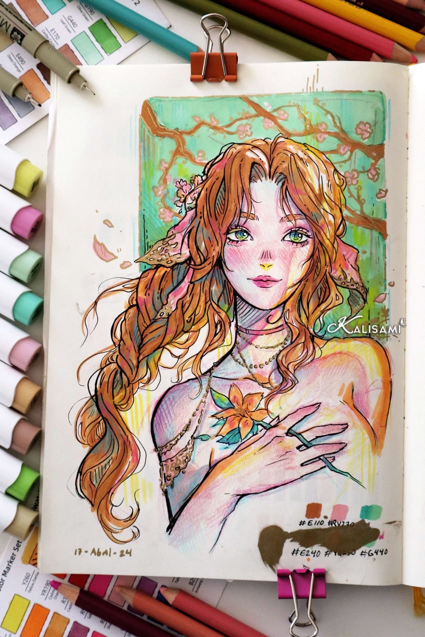 aerith gainsborough (final fantasy and 1 more) drawn by kalisami1