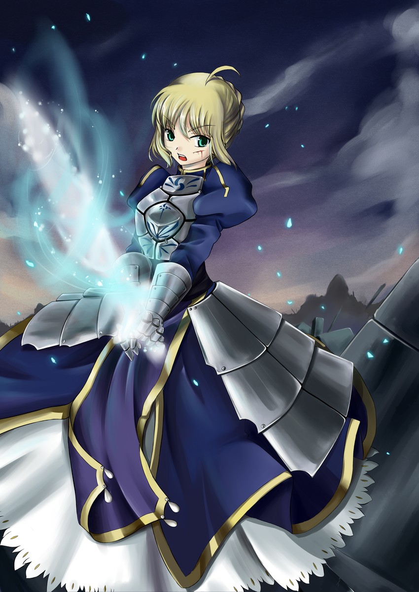 artoria pendragon and saber (fate and 1 more) drawn by pandako