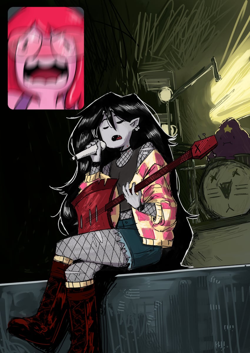 marceline abadeer, princess bonnibel bubblegum, and lumpy space princess (adventure time) drawn by itspurroart