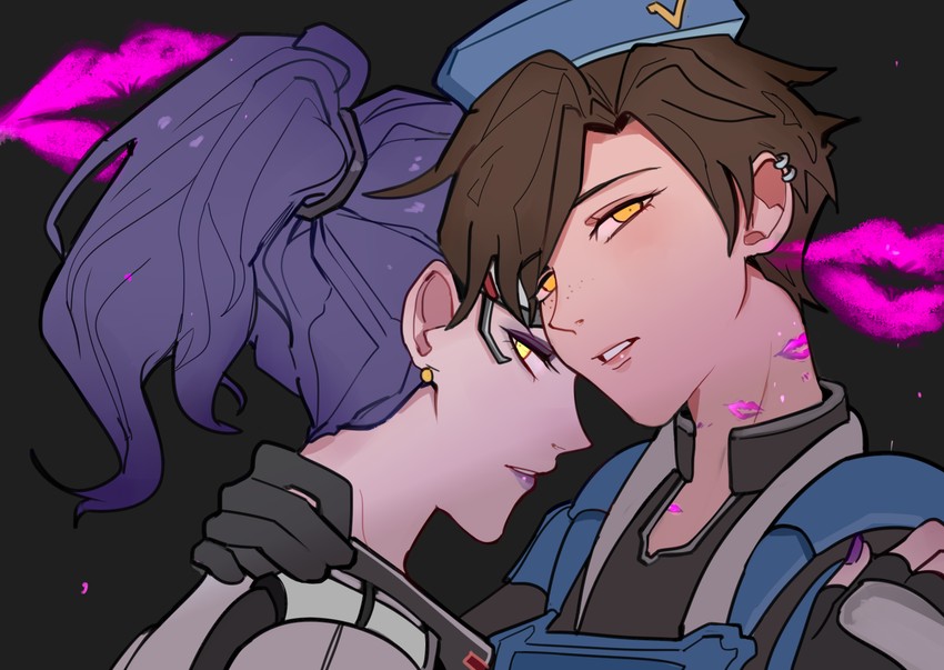tracer, widowmaker, talon widowmaker, and cadet oxton (overwatch and 1 more) drawn by bjmaki