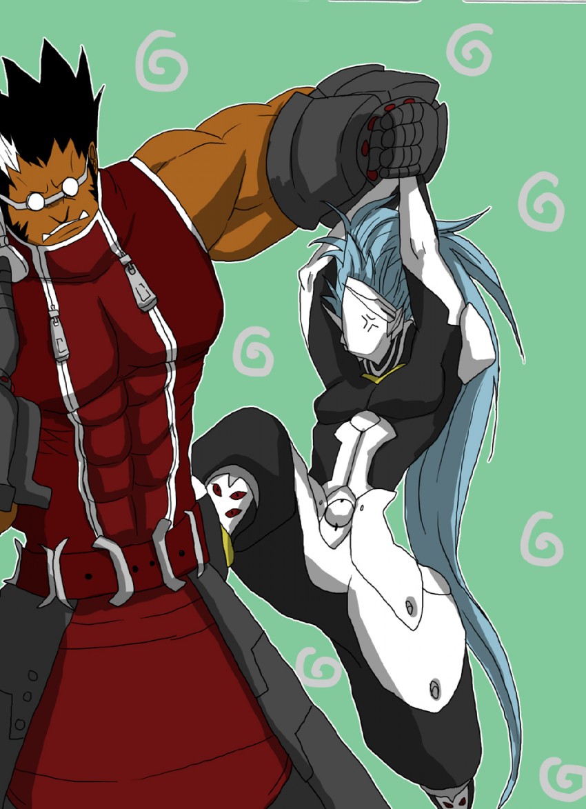 hakumen and iron tager (blazblue) drawn by sendai_(sendai01)