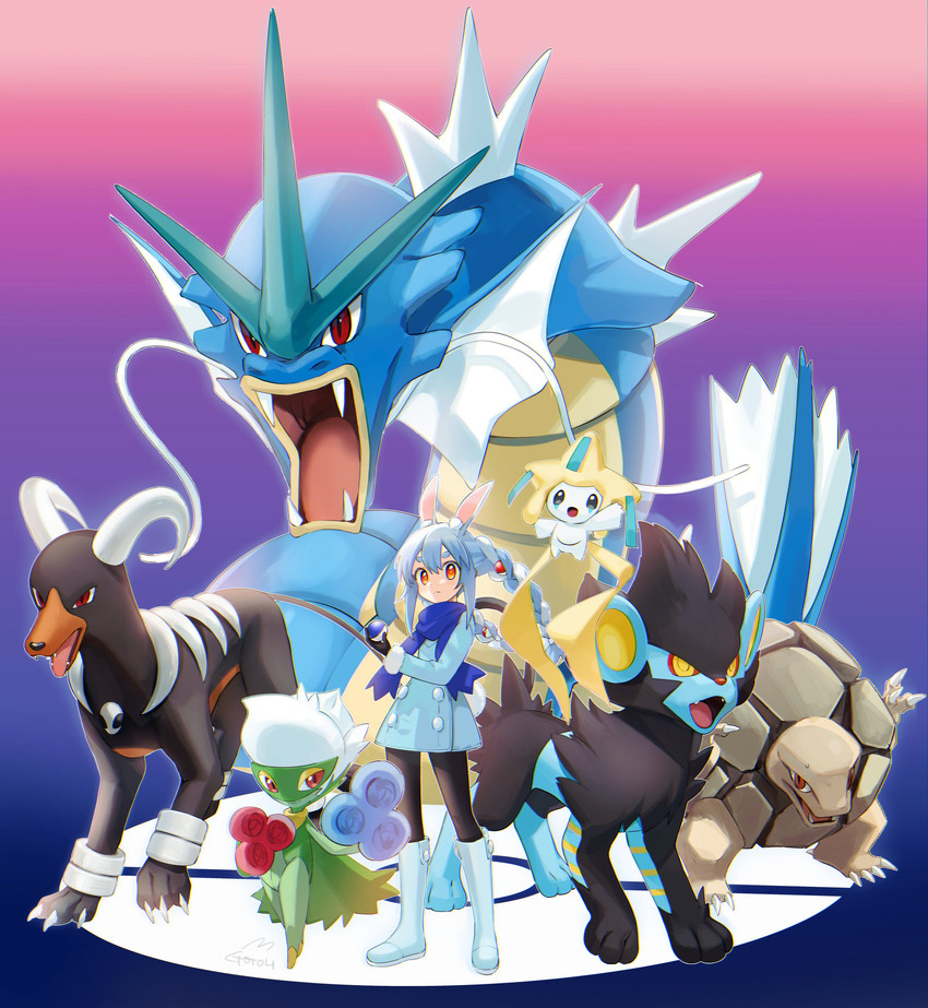 usada pekora, dawn, jirachi, gyarados, luxray, and 3 more (pokemon and 3 more) drawn by gotoh_(nekocat)