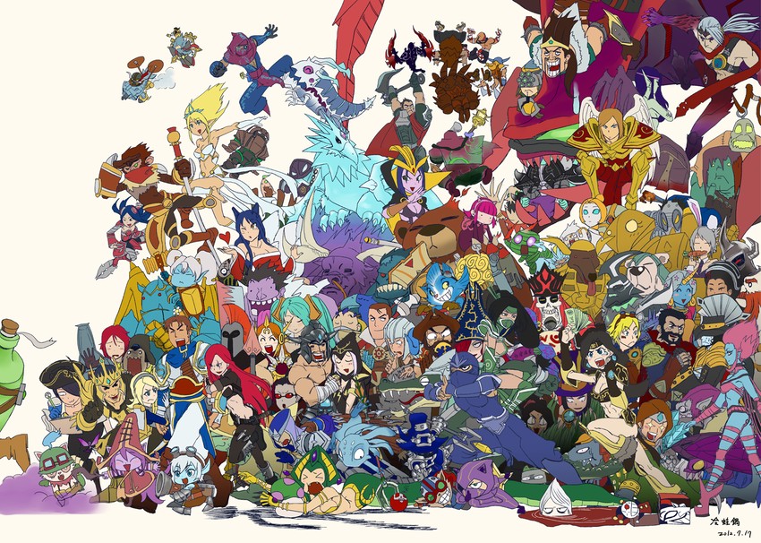 ahri, akali, sona, caitlyn, lux, and 96 more (league of legends) drawn by leng_wa_guo