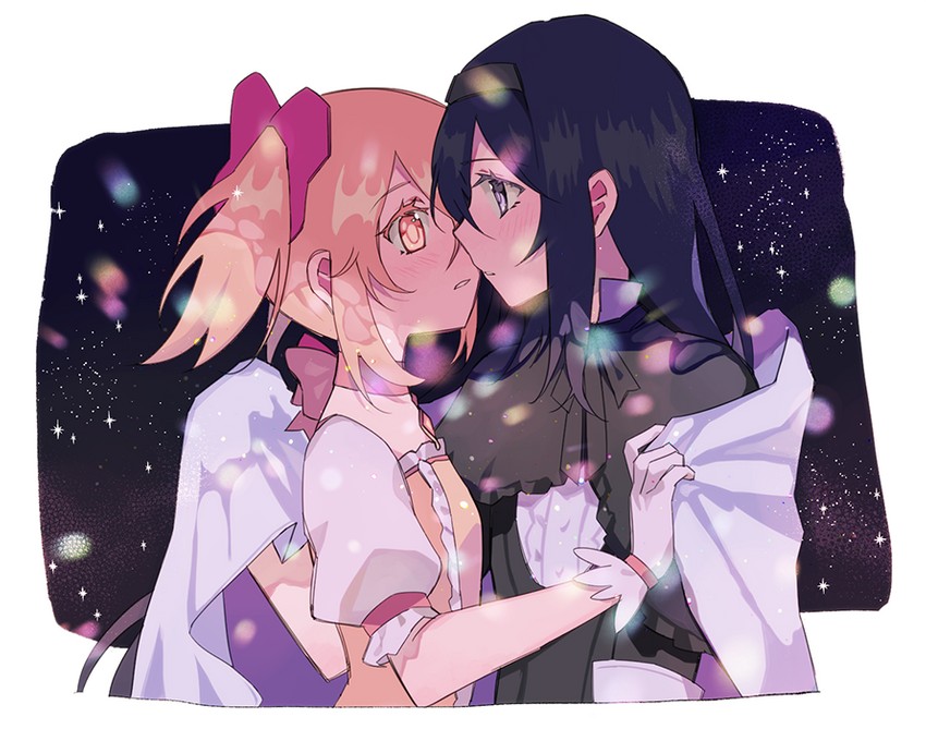 akemi homura and kaname madoka (mahou shoujo madoka magica) drawn by pc_(z_yu)