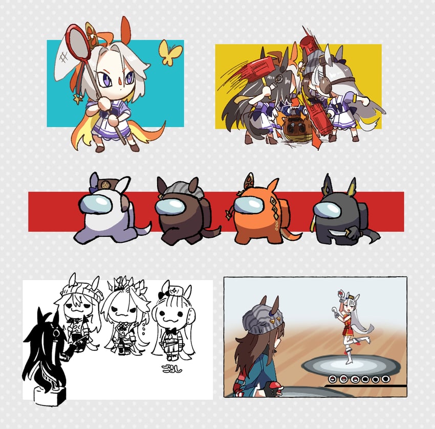 gold ship, crewmate, orfevre, dream journey, impostor, and 2 more (pokemon and 5 more) drawn by ahozur_dayo