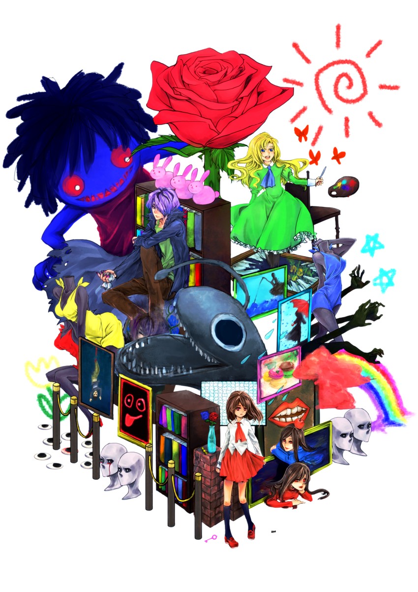 ib, mary, garry, doll, lady in red, and 1 more (ib) drawn by agi_0820