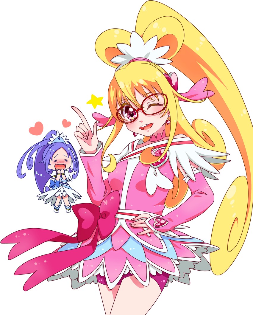 hishikawa rikka, aida mana, cure heart, and cure diamond (precure and 1 more) drawn by yupiteru