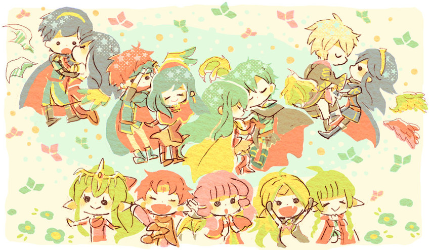 lucina, tiki, male robin, marth, eirika, and 8 more (fire emblem and 4 more) drawn by kappaman