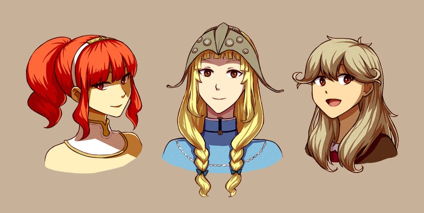 celica, faye, and clair (fire emblem and 1 more) drawn by toast_(oreocorio)