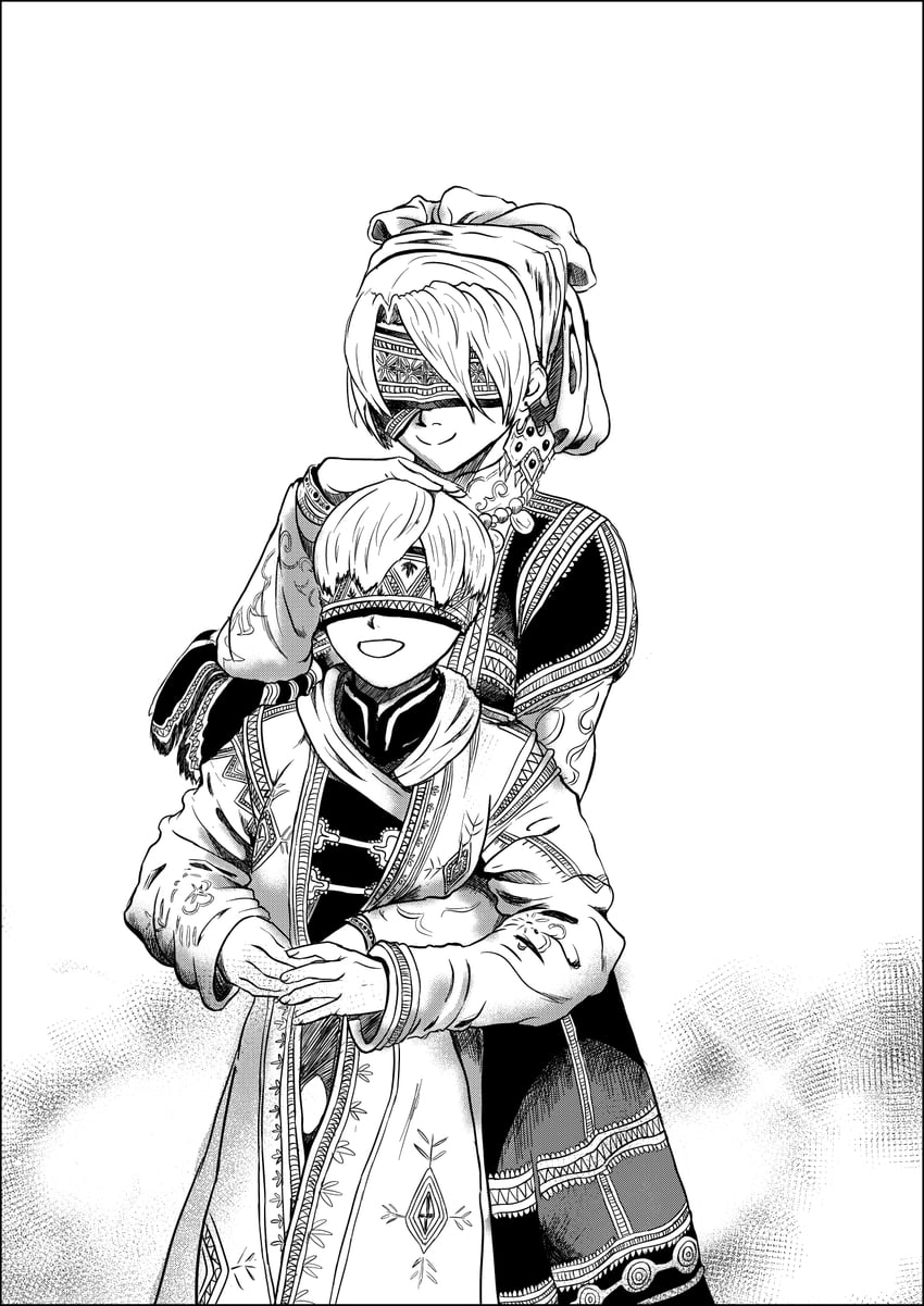 2b, 9s, amir halgal, and karluk eihon (nier and 2 more) drawn by great-star-mangaka