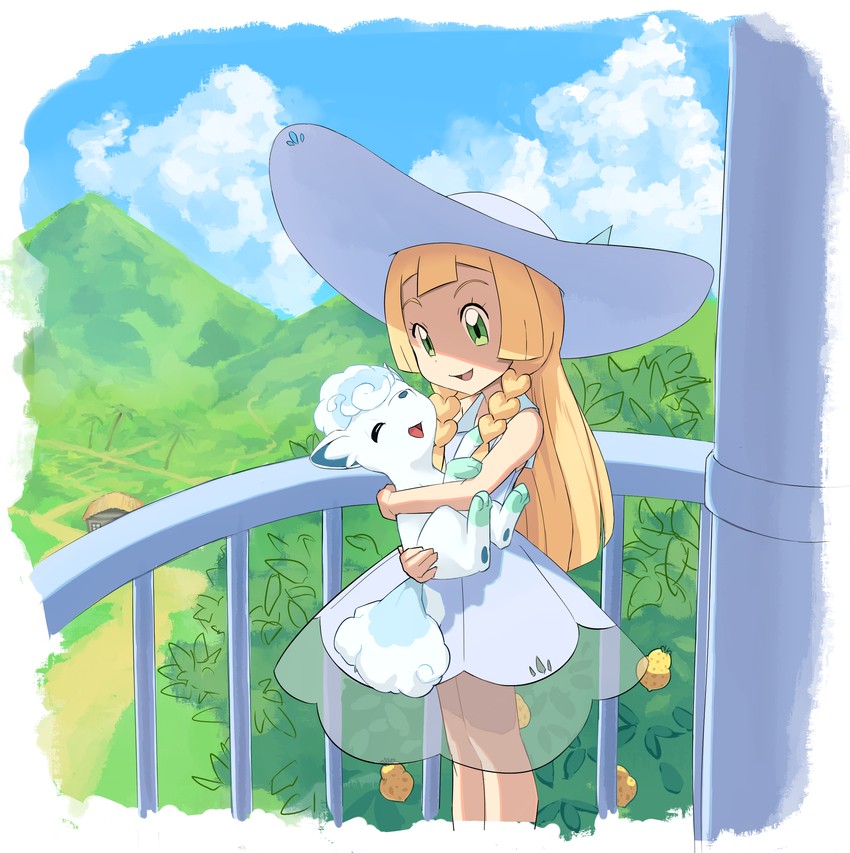 lillie and alolan vulpix (pokemon and 1 more) drawn by nyonn24