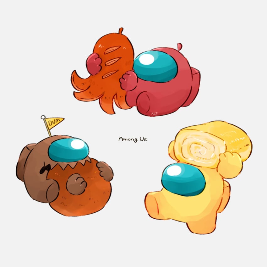 crewmate, yellow, red, impostor, and brown (among us) drawn by tenmiyakiyo