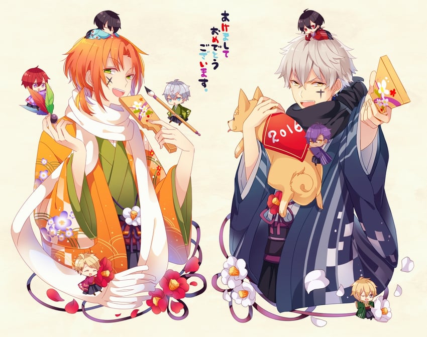 sakuma ritsu, sakuma rei, tsukinaga leo, sena izumi, hakaze kaoru, and 4 more (ensemble stars!) drawn by kina_(446964)