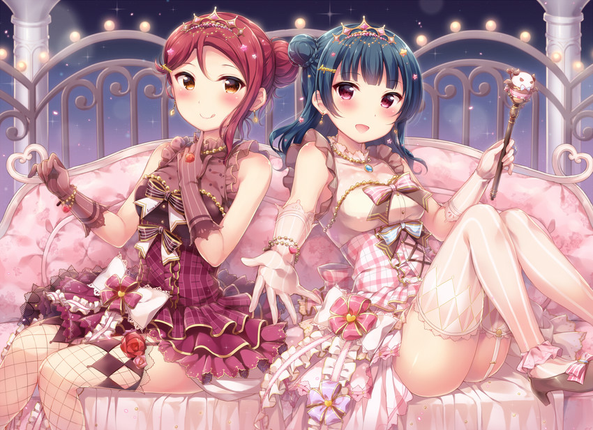 tsushima yoshiko and sakurauchi riko (love live! and 1 more) drawn by hazuki_(sutasuta)