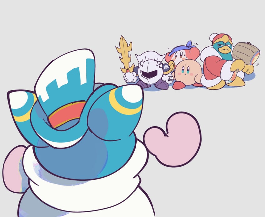 kirby, meta knight, king dedede, magolor, bandana waddle dee, and 1 more (kirby and 1 more) drawn by ni_re