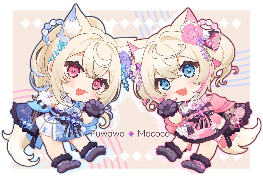 fuwawa abyssgard and mococo abyssgard (hololive and 1 more) drawn by ashikawa_shiho