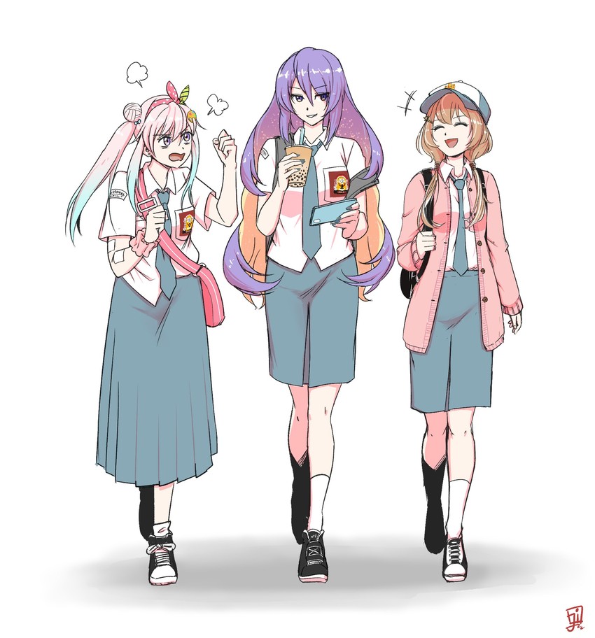 moona hoshinova, ayunda risu, and airani iofifteen (hololive and 1 more) drawn by oji_(8thernal)