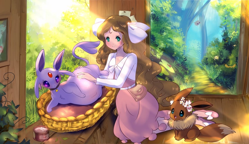 eevee, espeon, caitlin, cutiefly, chimecho, and 2 more (pokemon and 2 more) drawn by black_kitty