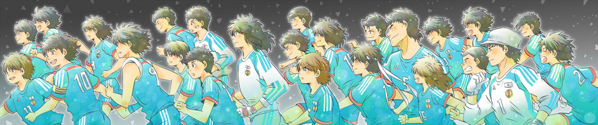 oozora tsubasa, hyuuga kojirou, wakashimazu ken, wakabayashi genzou, izawa mamoru, and 20 more (captain tsubasa) drawn by hiro_(minorstar)