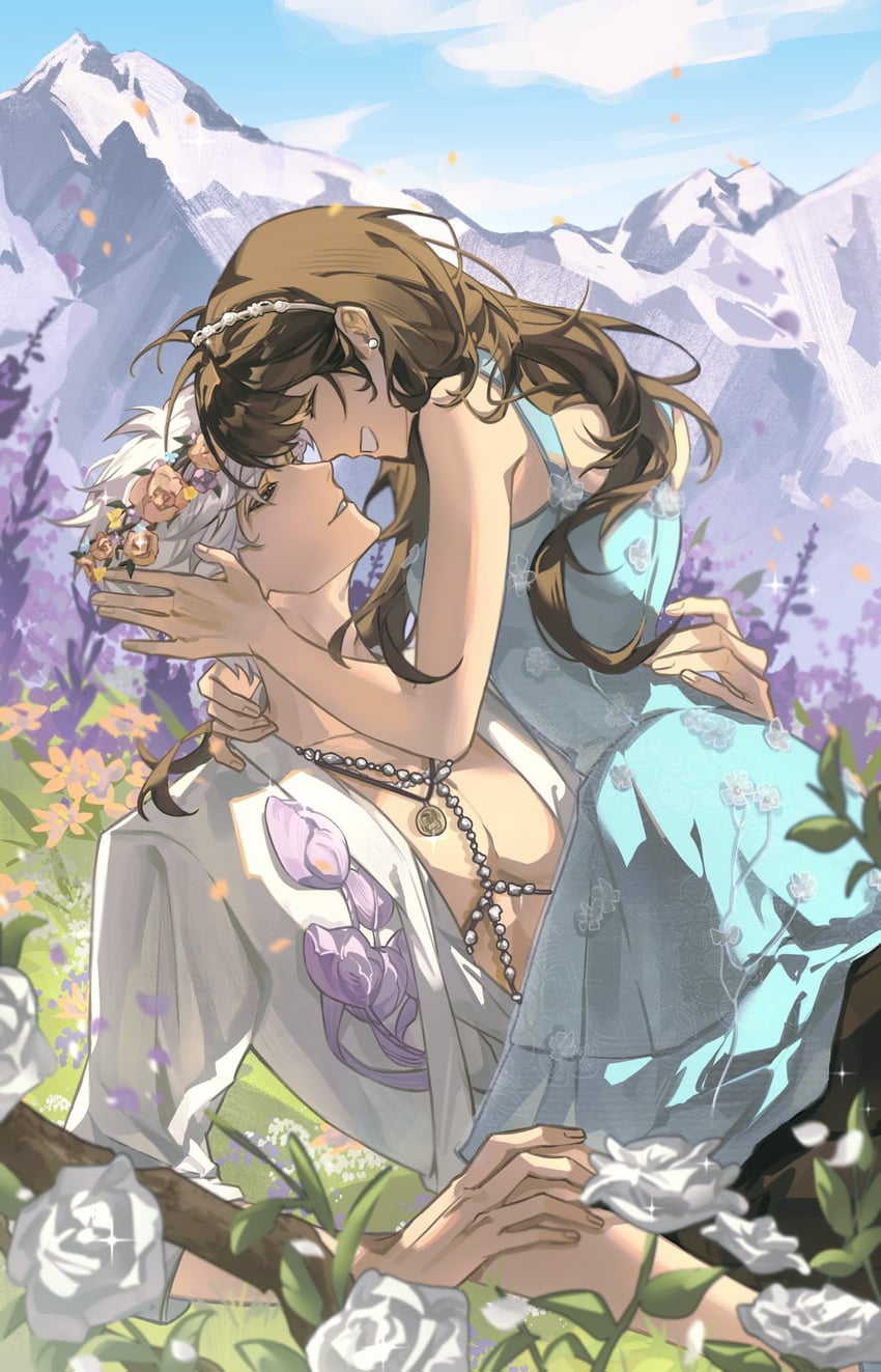 protagonist and sylus (love and deepspace) drawn by yibai0419
