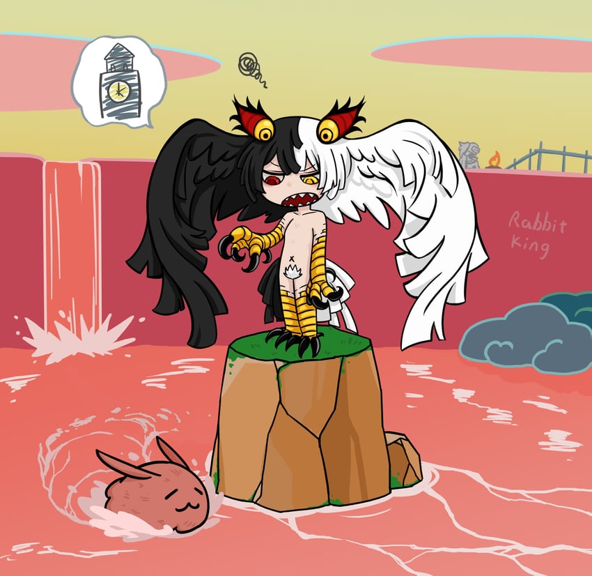 grimm, jubjub, and fluffy (black souls and 1 more) drawn by rabbit_king