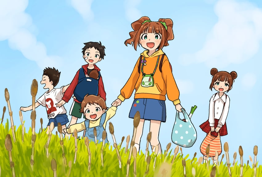 takatsuki yayoi, takatsuki kasumi, takatsuki chousuke, takatsuki kouji, takatsuki kouzou, and 1 more (idolmaster) drawn by naruse_ill
