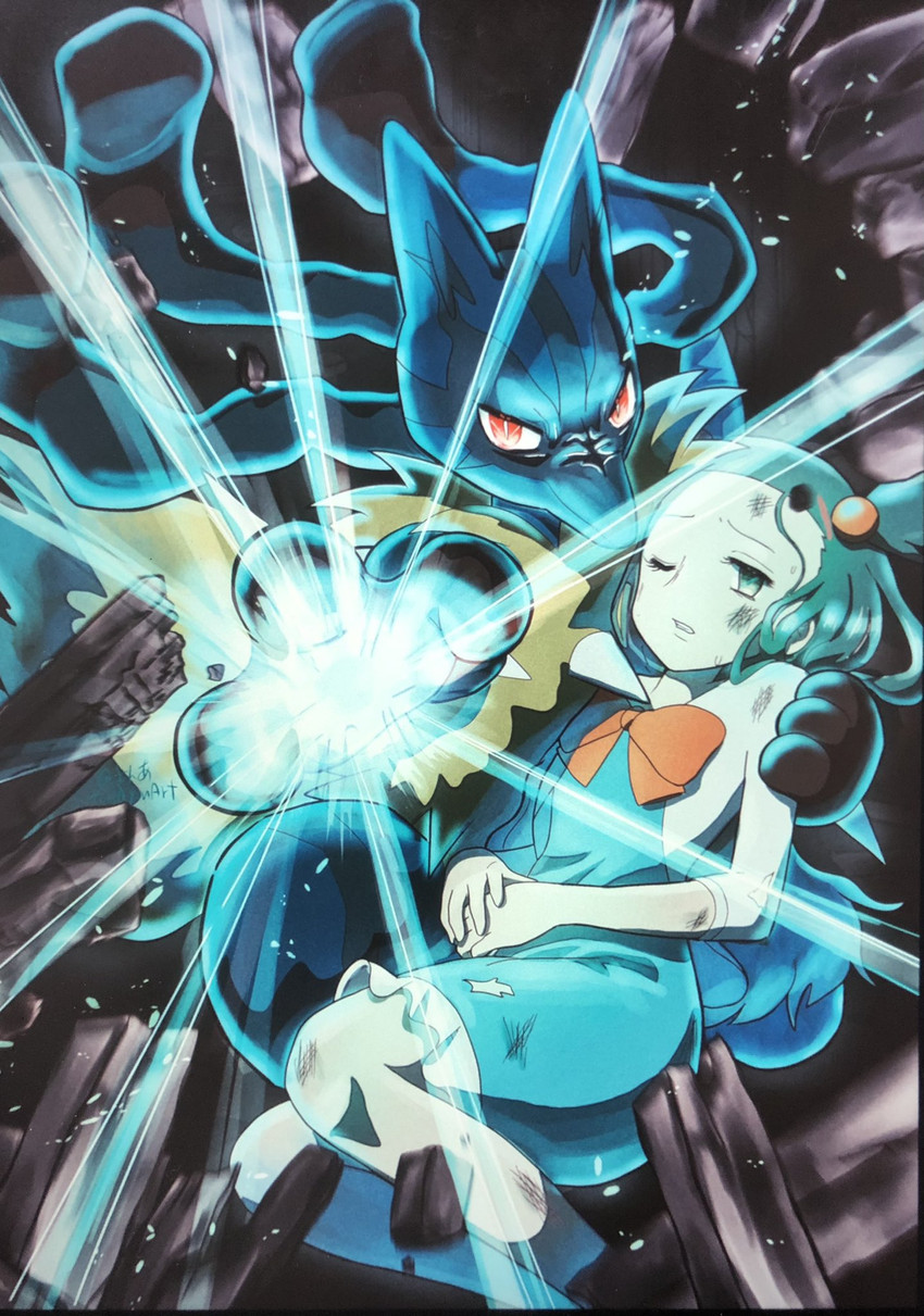 lucario, jasmine, and mega lucario (pokemon and 1 more) drawn by sheyona